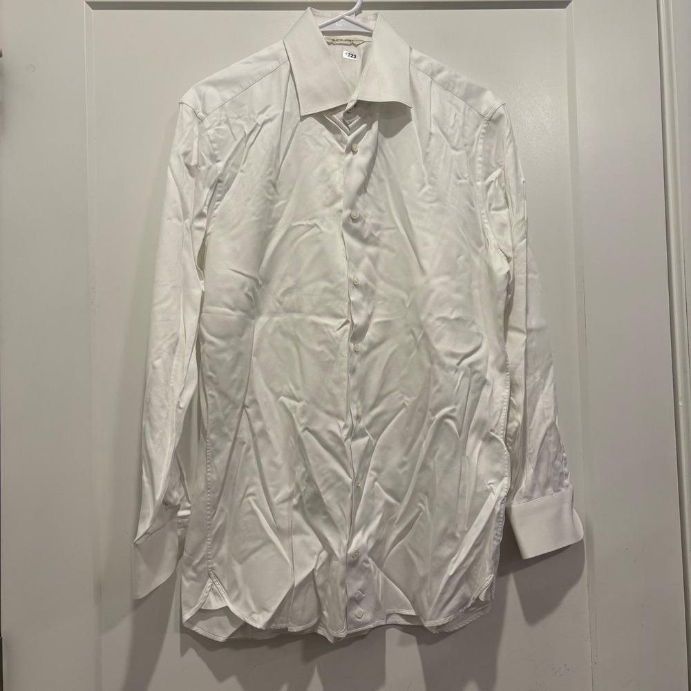 Suitsupply Mens White Textured Cotton Dress Shirt Spread Collar 16 41 LS